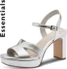 Tamaris Damen Sandalette Gold Silber Metallic Optik Karree Produktbild-Vorschau 15
