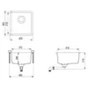 Technical drawings of a sink with dimensions. Produktbild-Vorschau