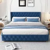 Letto imbottito 160x200 cm, colore blu, con rivestimento in Anteprima dell’immagine prodotto 8