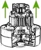 A diagram showing the internal components of a vacuum cleaner with arrows indicating movement. Produktbild-Vorschau