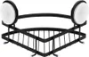 A black metal corner shower caddy with white suction cups. Náhled obrázku produktu