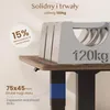 Close-up of a desk leg and tabletop, with promotional text and graphics. Podgląd zdjęcia produktu