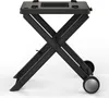 A black foldable grill stand with wheels against a white background. Náhľad obrázku produktu