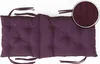 A tufted bench cushion in a deep violet color is shown against a white background. A circular inset in the upper right corner provides a close-up view of the fabric's texture. Produktbild-Vorschau