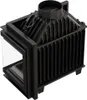 A black metal fireplace insert with glass panels is shown against a white background. Produktbild-Vorschau