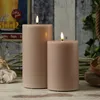 LED Stumpenkerze MIA - Echtwachs - realistische 3D Flamme - H: 20cm - D: 10cm - altrosa Produktbild-Vorschau