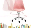 A pink swivel chair with motion blur and a circular arrow indicating rotation, set against a white background with drawing supplies at the bottom. Produktbild-Vorschau