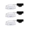 Three white recessed LED lights with black connectors are arranged vertically against a white background. Produktbild-Vorschau