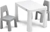 A white table and two gray chairs for children are shown against a white background. Náhled obrázku produktu