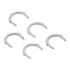 A group of five silver-colored metal rings with a C-shape and notches on a white background. Produktbild-Vorschau