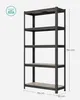 A metal storage shelving unit with wooden shelves, with dimensions indicated by overlayed text. Náhled obrázku produktu