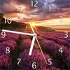 Wallario Design Wanduhr Lavendelfeld bei Sonnenuntergang - Produktbild-Vorschau 1