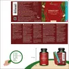 The image shows the packaging of a dietary supplement, including a box and two bottles, along with a magnified view of a capsule and a measurement scale. Anteprima dell’immagine prodotto