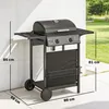Outsunny Gasgrill 5 KW 2 Brenner BBQ Grillwagen Edelstahl Produktbild-Vorschau 3
