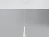 A white pendant lamp hanging from a white ceiling against a gray background. Produktbild-Vorschau