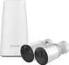A white EZVIZ base station and two white wireless security cameras are displayed against a white background. Produktbild-Vorschau