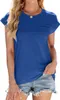 ASKSA Damen T-Shirt Einfarbig Rundhals Oberteile Blusen Produktbild-Vorschau 1