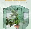 A green greenhouse filled with various potted plants, with stylized air currents indicating ventilation. Náhled obrázku produktu