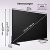 Diagram showing the dimensions of a television, including height, width, and depth, with and without its stand. It also indicates the VESA mount size. Produktbild-Vorschau