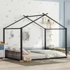 MODFU Lit enfant 140x200 cm Cabane avec Sommier à Lattes, Voir les images du produit 2