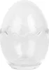 A clear glass egg-shaped storage jar with a wavy top edge. Produktbild-Vorschau