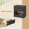 A diagram showing the dimensions of a nightstand and its drawer, with the nightstand on the right and the drawer on the left. Podgląd zdjęcia produktu