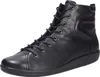 A studio shot of a black leather high-top sneaker. Produktbild-Vorschau