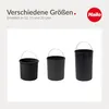Three black buckets of different sizes are displayed on a white background, with text and a logo above them. Voir les images du produit