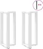 Two white table legs are shown against a white background. Voir les images du produit
