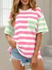 Locker sitzendes Damen-T-Shirt mit kontrastierenden Produktbild-Vorschau 2
