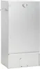 A silver smoker oven is shown from a side angle against a white background.