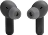 A pair of black wireless earbuds with gray ear tips, shown against a white background. Produktbild-Vorschau
