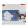A box of 3M Aura 9332+ FFP3 respirators, showing a close-up of the mask and a person wearing one with safety gear. Produktbild-Vorschau