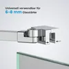 Close-up of a shower wall stabilizer with text indicating its compatibility with 6-8mm glass. Podgląd zdjęcia produktu