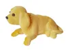 A yellow, flocked toy dog on a white background. Produktbild-Vorschau