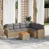 7-tlg. Garten-Sofagarnitur mit Kissen Beige Poly Rattan Produktbild-Vorschau 2