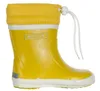 A single yellow rain boot with a white sole and cuff, and a drawstring closure at the top. Produktbild-Vorschau