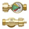 Two views of a brass propane gas level indicator with a gauge. Produktbild-Vorschau
