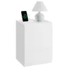 A white nightstand with a lamp and a phone charging station on top. Náhled obrázku produktu