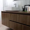 Holzoptik- Badezimmermöbelset mit Doppelaufsatz-Waschbecken Produktbild-Vorschau 5
