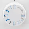 A close-up view of a sewing machine's stitch selection dial, showing various stitch patterns and numbered settings. Náhled obrázku produktu