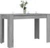 A grey wooden dining table with two cups and a vase of plants on top, set against a white background. Produktbild-Vorschau