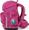 A pink backpack with silver stars and a circular image of a princess on a horse. Produktbild-Vorschau