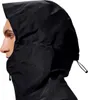 Schwarze wasserdichte Deluge Pro 3.0 Jacke von Berghaus; seitliche Ansicht mit Kapuze. Anteprima dell’immagine prodotto