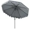 A gray patio umbrella with a scalloped white edge, shown from underneath. Produktbild-Vorschau