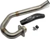 A motorcycle exhaust pipe and heat shield are displayed on a white background. Podgląd zdjęcia produktu