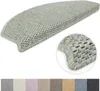 A close-up view of a light green stair mat, with a magnified inset showing the texture of the material. Below the main image, a row of color swatches represents available color options.