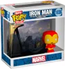A Funko Pop! Bitty Deluxe Iron Man collectible figure in its packaging, with a cityscape background. Produktbild-Vorschau