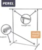 A close-up, diagrammatic view of a metal garment rack with labels indicating its features. Produktbild-Vorschau