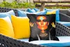 MuchoWow® Outdoor Kissen - Frau - Porträt - Gold - Luxus - Produktbild-Vorschau 4